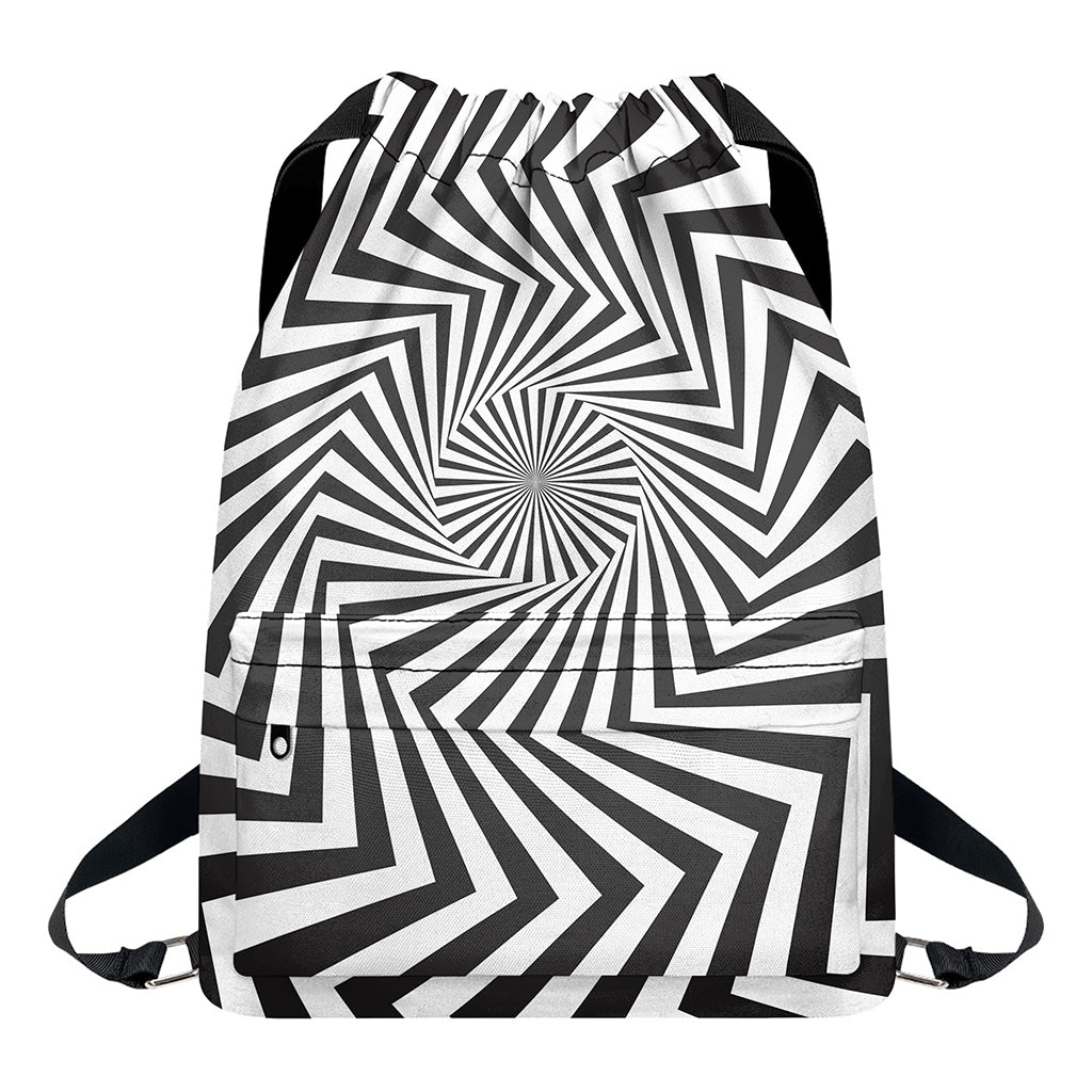 Angular Swirl Motion Illusion Print Drawstring Backpack