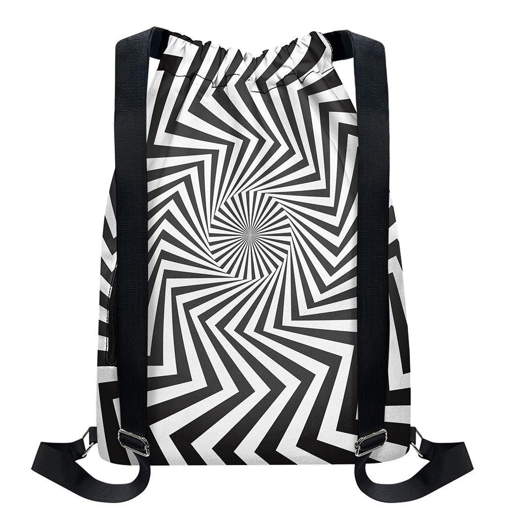 Angular Swirl Motion Illusion Print Drawstring Backpack