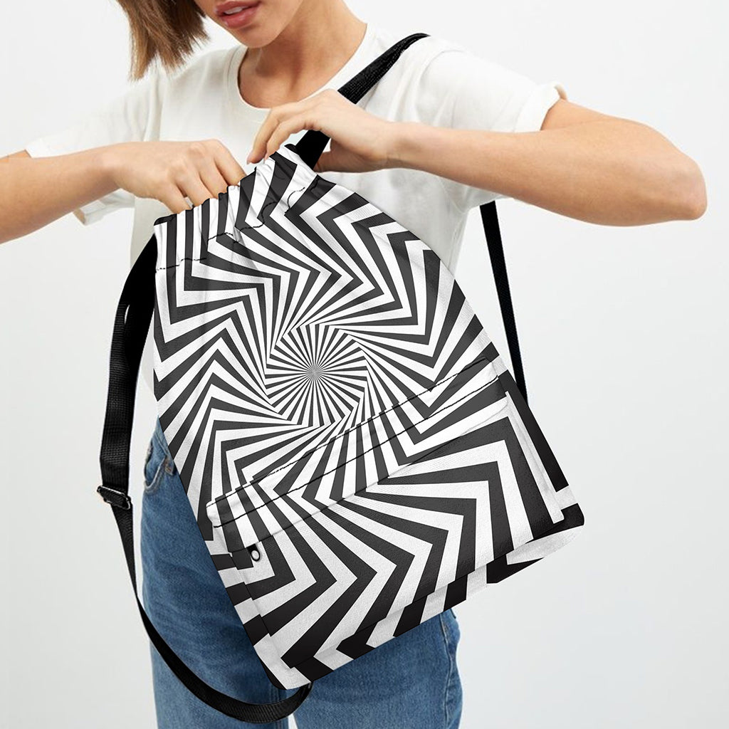 Angular Swirl Motion Illusion Print Drawstring Backpack