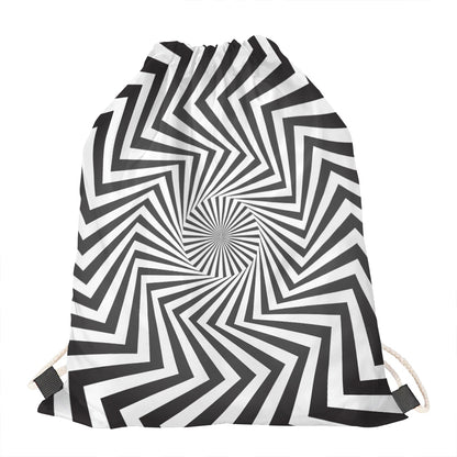 Angular Swirl Motion Illusion Print Drawstring Bag