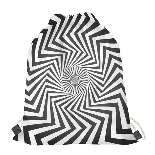 Angular Swirl Motion Illusion Print Drawstring Bag