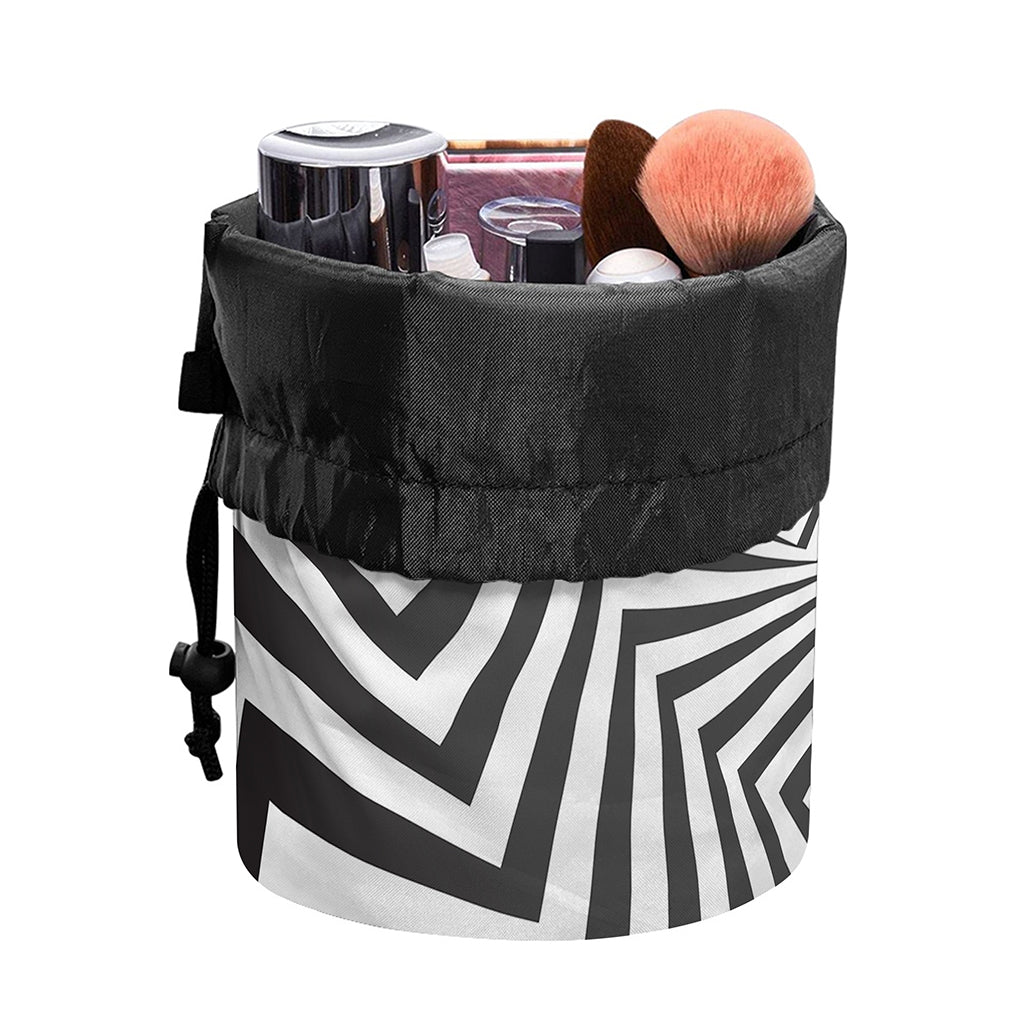 Angular Swirl Motion Illusion Print Drawstring Makeup Bag