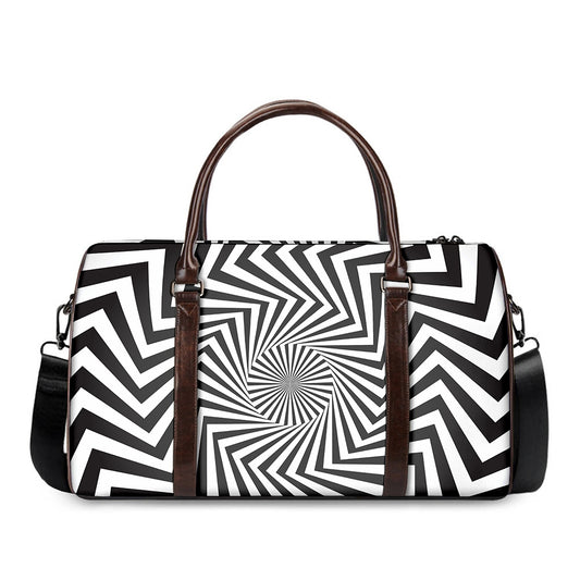 Angular Swirl Motion Illusion Print Duffle Bag