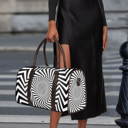 Angular Swirl Motion Illusion Print Duffle Bag