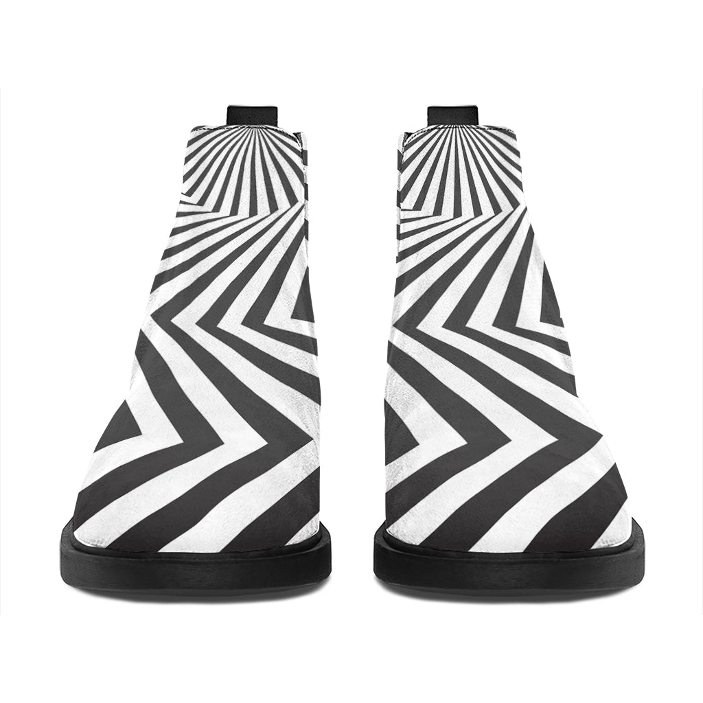 Angular Swirl Motion Illusion Print Flat Ankle Boots
