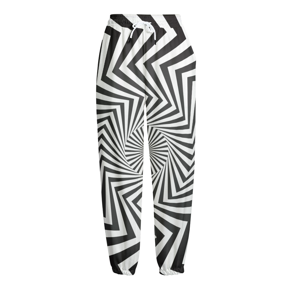Angular Swirl Motion Illusion Print Fleece Lined Knit Pants