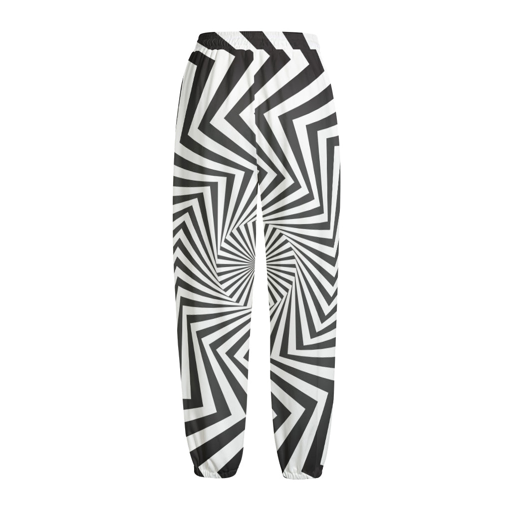 Angular Swirl Motion Illusion Print Fleece Lined Knit Pants