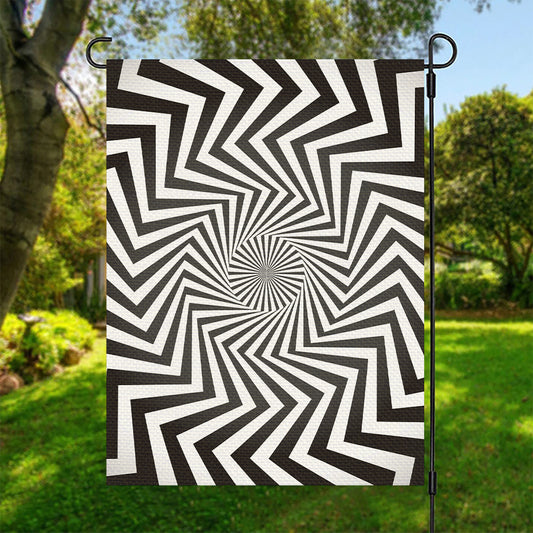 Angular Swirl Motion Illusion Print Garden Flag
