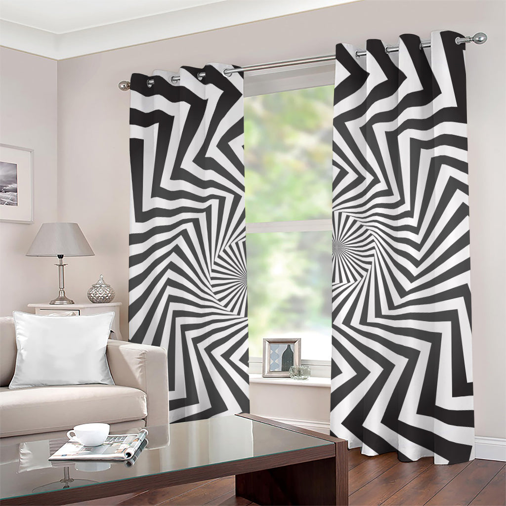 Angular Swirl Motion Illusion Print Grommet Curtains