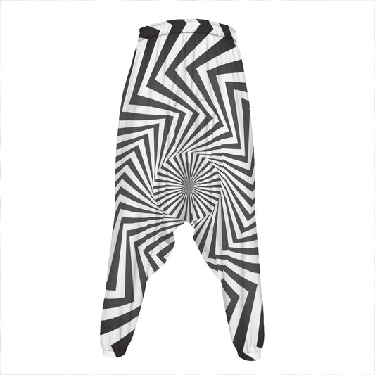 Angular Swirl Motion Illusion Print Hammer Pants
