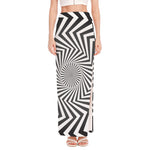Angular Swirl Motion Illusion Print High Slit Maxi Skirt