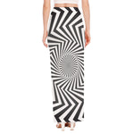 Angular Swirl Motion Illusion Print High Slit Maxi Skirt