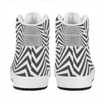 Angular Swirl Motion Illusion Print High Top Leather Sneakers