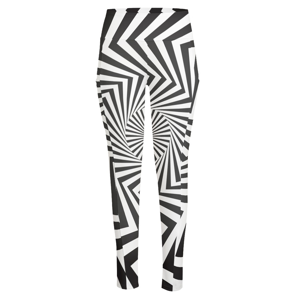 Angular Swirl Motion Illusion Print High-Waisted Pocket Leggings