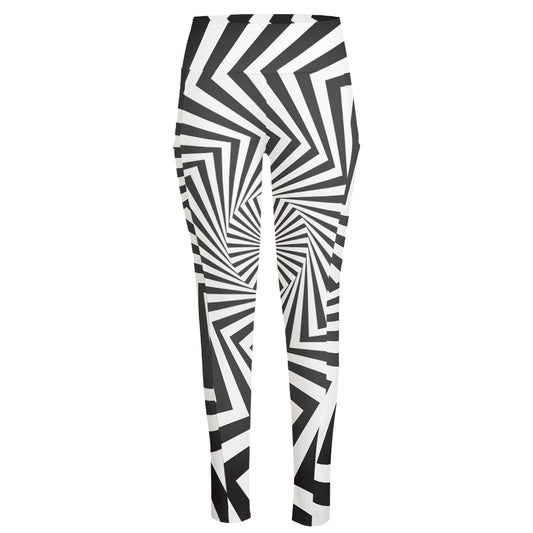 Angular Swirl Motion Illusion Print High-Waisted Pocket Leggings