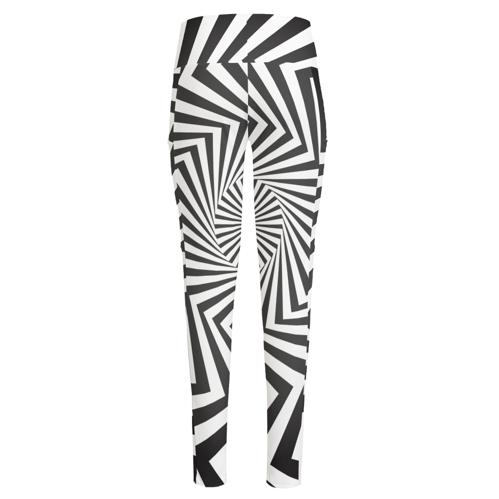 Angular Swirl Motion Illusion Print High-Waisted Pocket Leggings