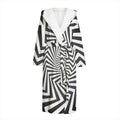 Angular Swirl Motion Illusion Print Hooded Bathrobe