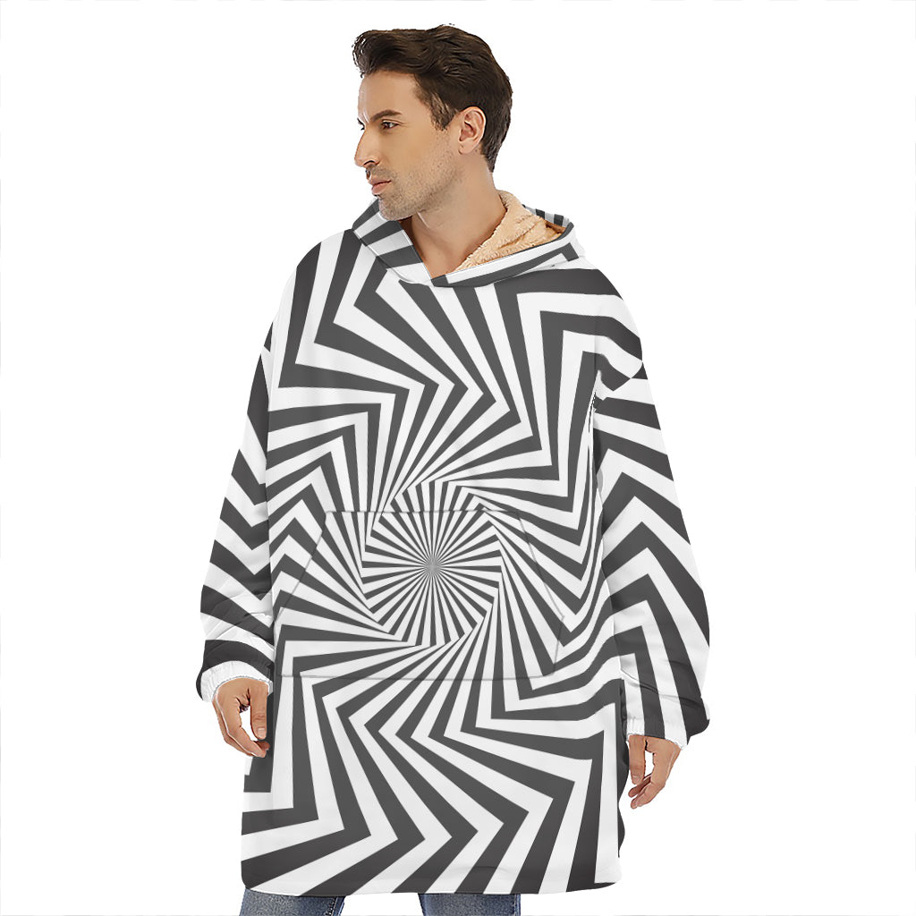 Angular Swirl Motion Illusion Print Hoodie Blanket