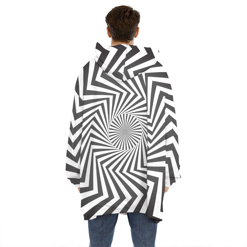Angular Swirl Motion Illusion Print Hoodie Blanket