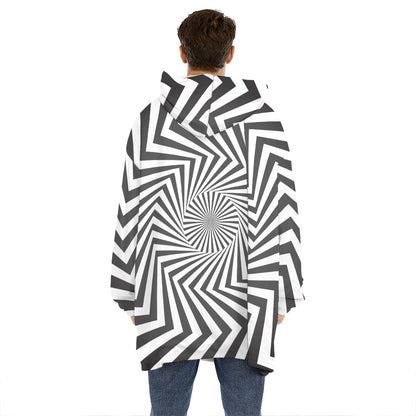 Angular Swirl Motion Illusion Print Hoodie Blanket