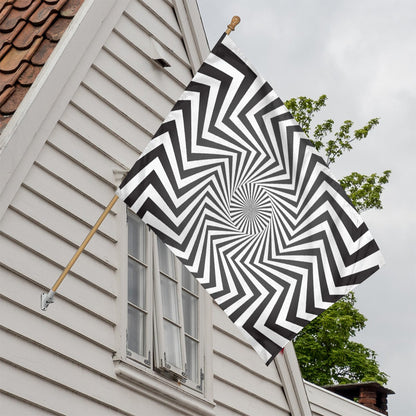 Angular Swirl Motion Illusion Print House Flag