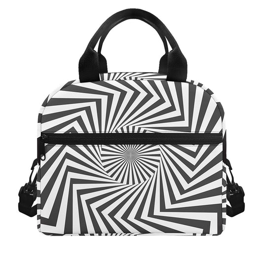Angular Swirl Motion Illusion Print Insulated Lunch Bag