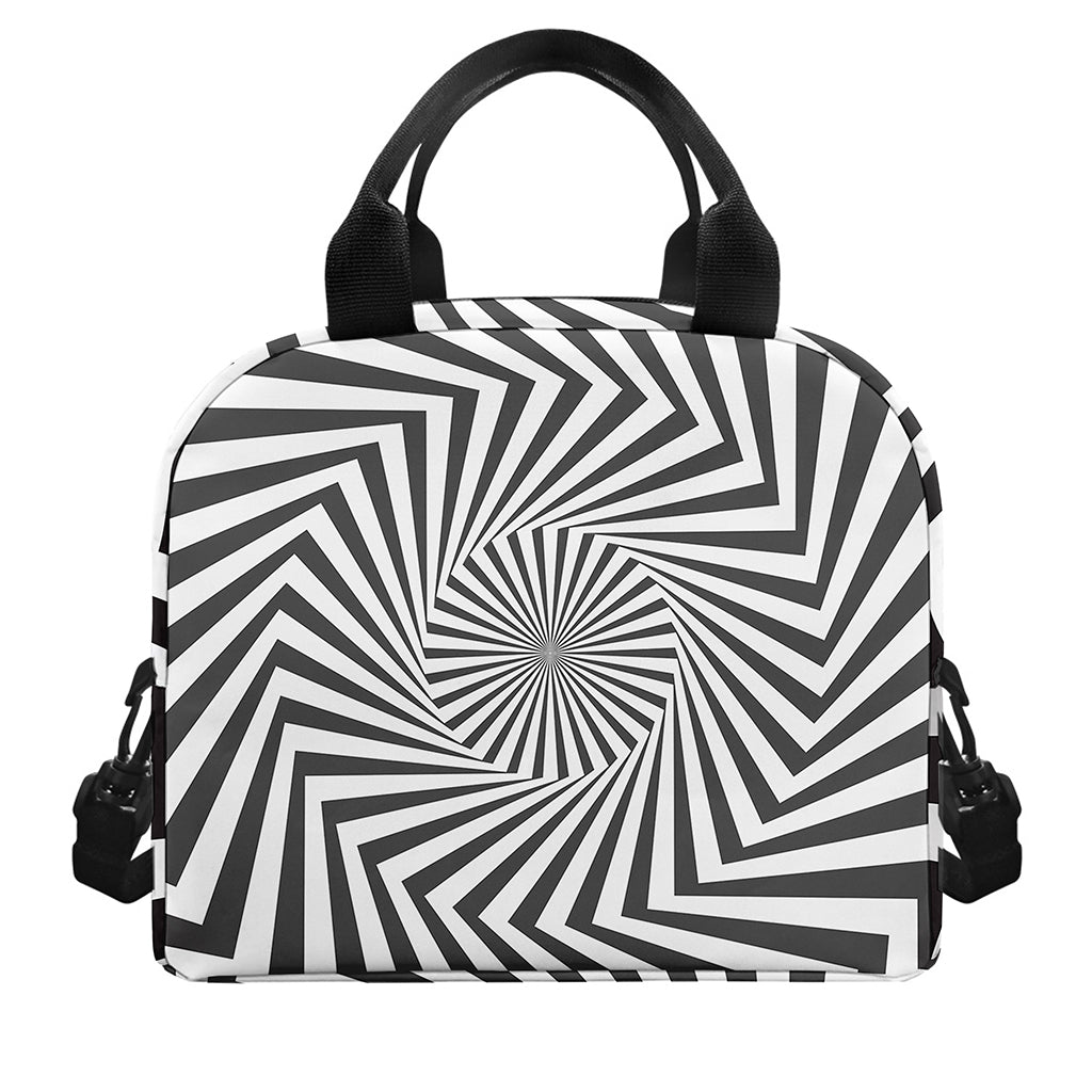 Angular Swirl Motion Illusion Print Insulated Lunch Bag