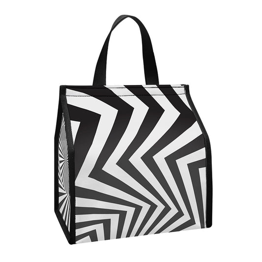 Angular Swirl Motion Illusion Print Insulated Lunch Tote