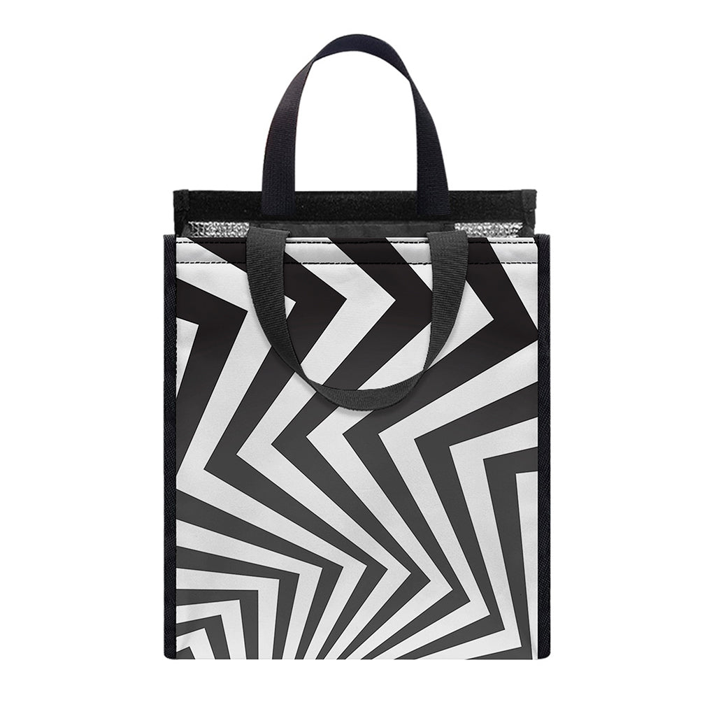 Angular Swirl Motion Illusion Print Insulated Lunch Tote