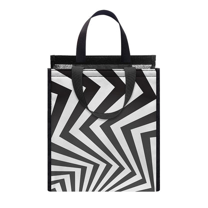 Angular Swirl Motion Illusion Print Insulated Lunch Tote