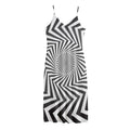 Angular Swirl Motion Illusion Print Jersey Midi Cami Dress