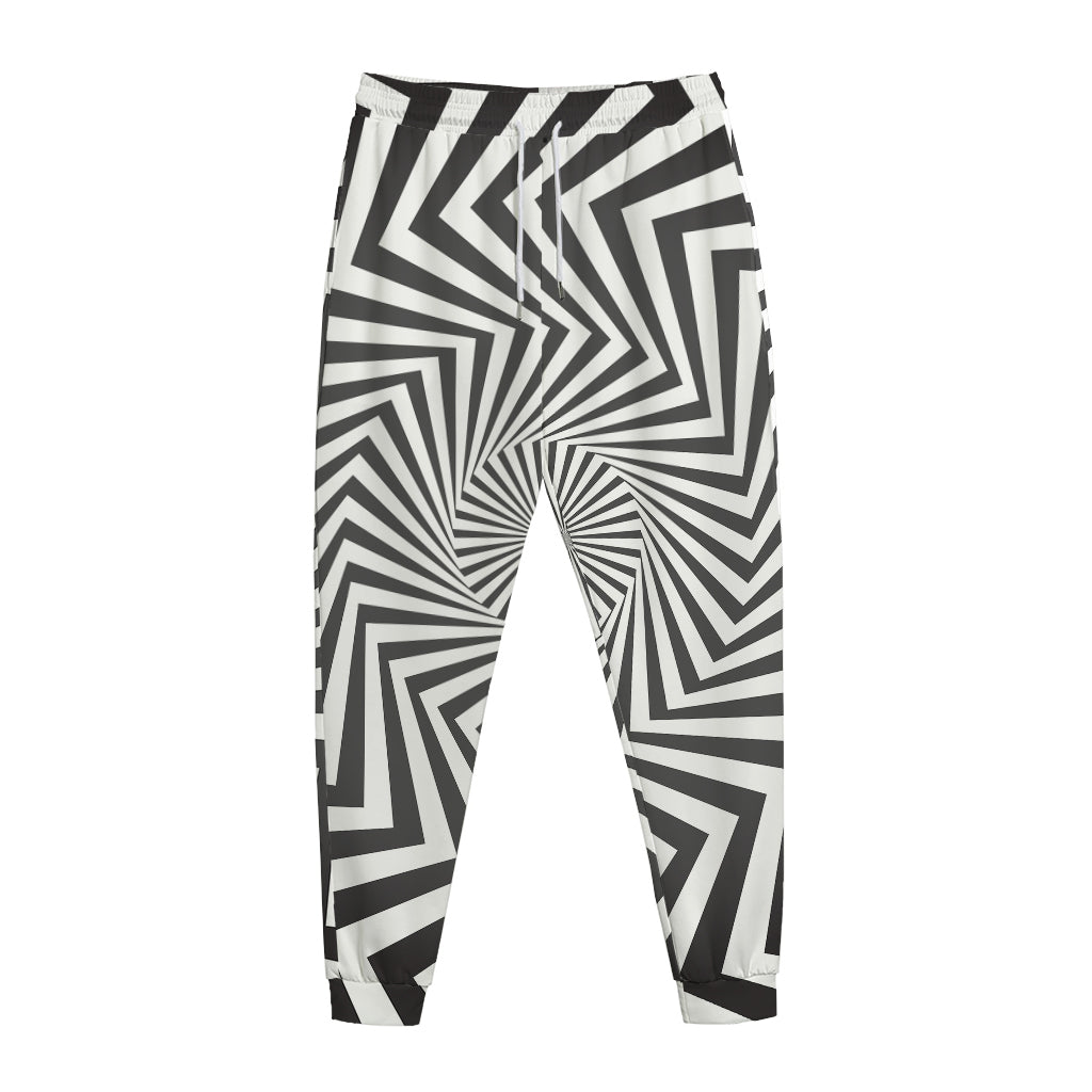 Angular Swirl Motion Illusion Print Jogger Pants