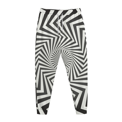 Angular Swirl Motion Illusion Print Jogger Pants
