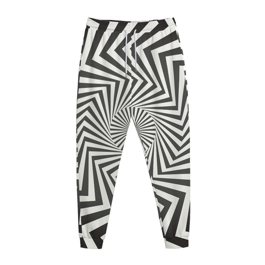Angular Swirl Motion Illusion Print Jogger Pants