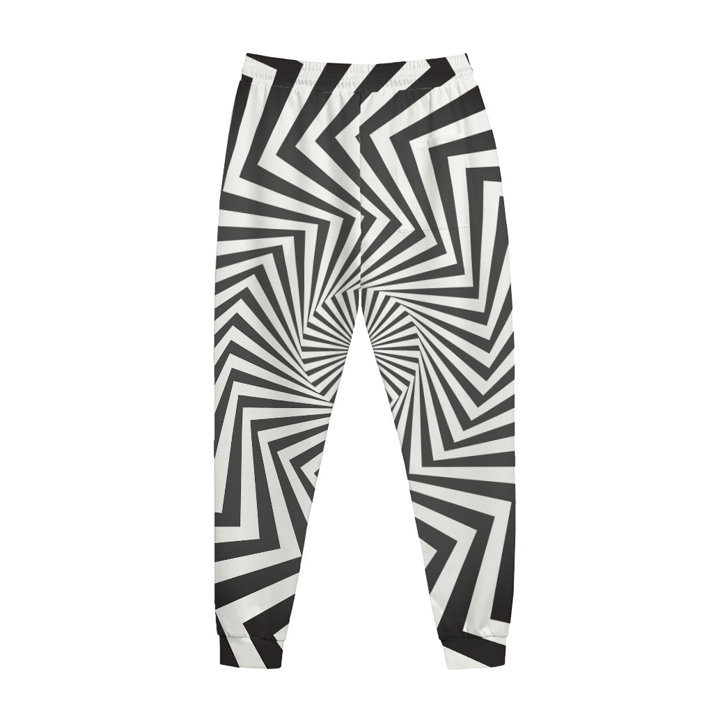 Angular Swirl Motion Illusion Print Jogger Pants