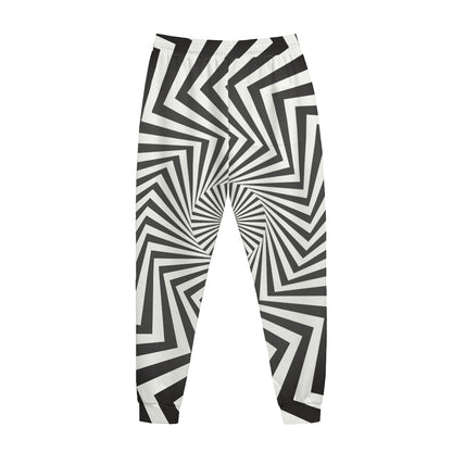 Angular Swirl Motion Illusion Print Jogger Pants