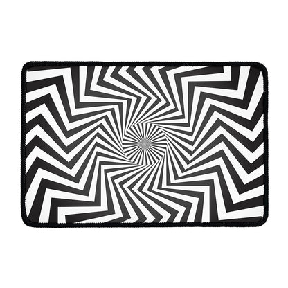 Angular Swirl Motion Illusion Print Kitchen Mat