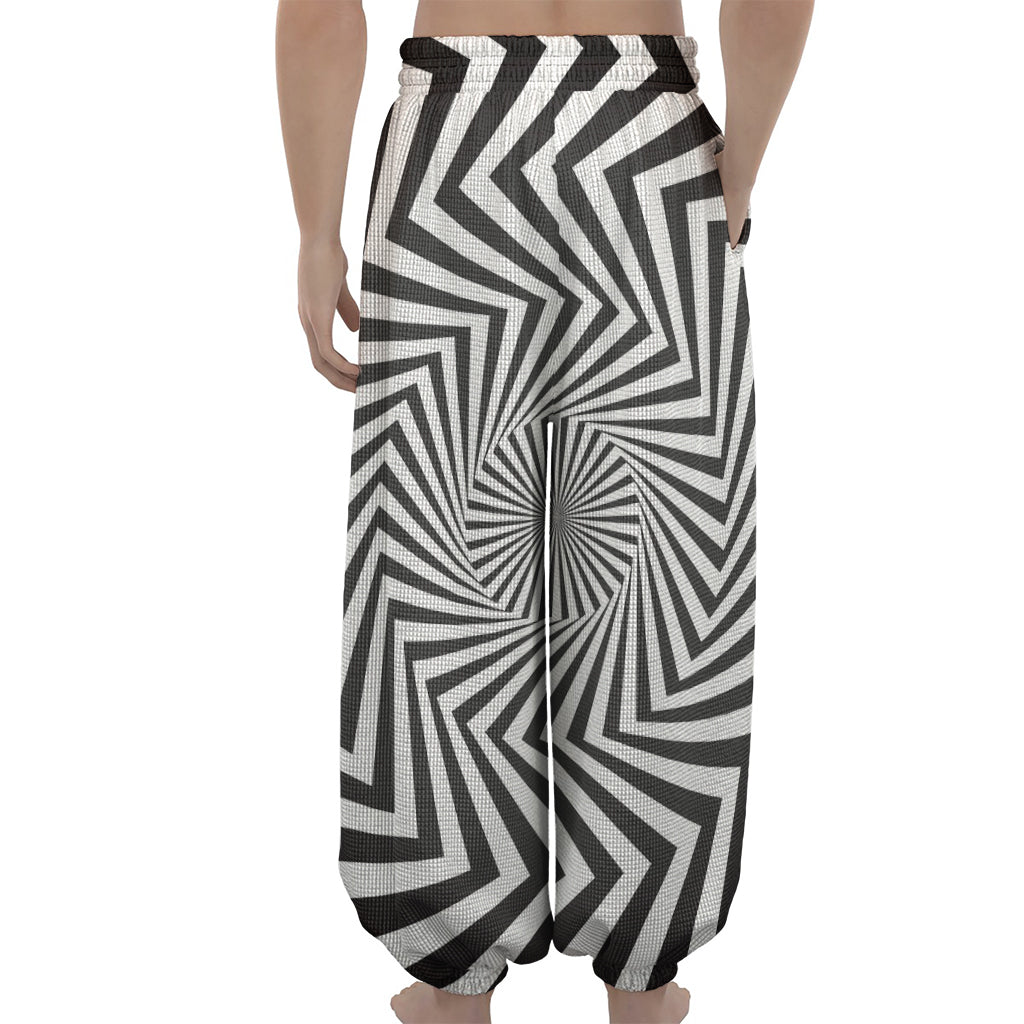 Angular Swirl Motion Illusion Print Lantern Pants