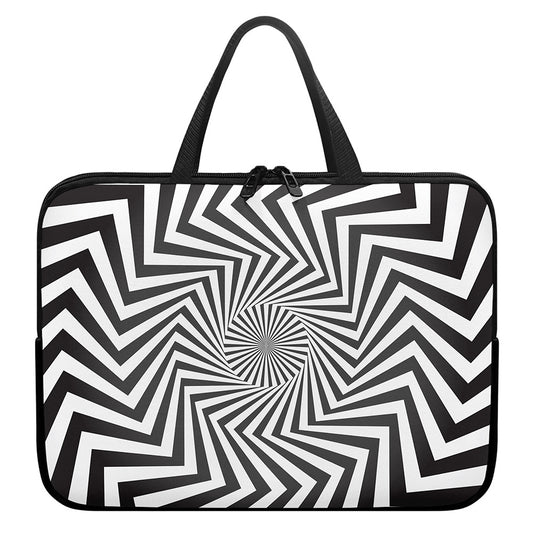 Angular Swirl Motion Illusion Print Laptop Sleeve With Handle