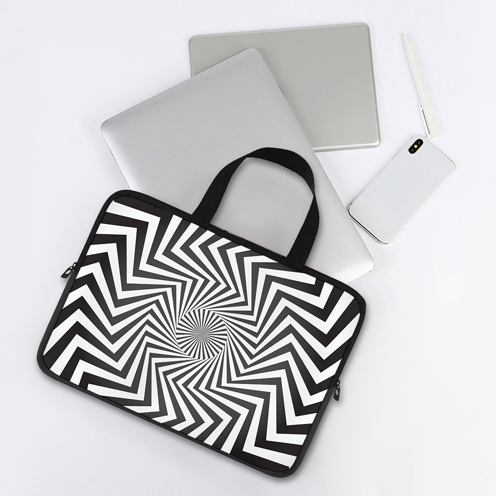 Angular Swirl Motion Illusion Print Laptop Sleeve With Handle
