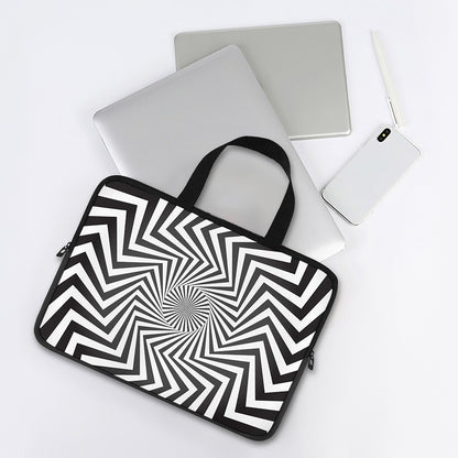 Angular Swirl Motion Illusion Print Laptop Sleeve With Handle