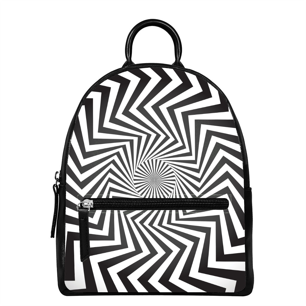 Angular Swirl Motion Illusion Print Leather Backpack