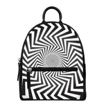Angular Swirl Motion Illusion Print Leather Backpack
