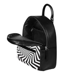 Angular Swirl Motion Illusion Print Leather Backpack