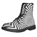 Angular Swirl Motion Illusion Print Lace-Up Boots