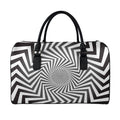 Angular Swirl Motion Illusion Print Leather Duffel Bag