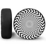 Angular Swirl Motion Illusion Print Leather Spare Tire Cover