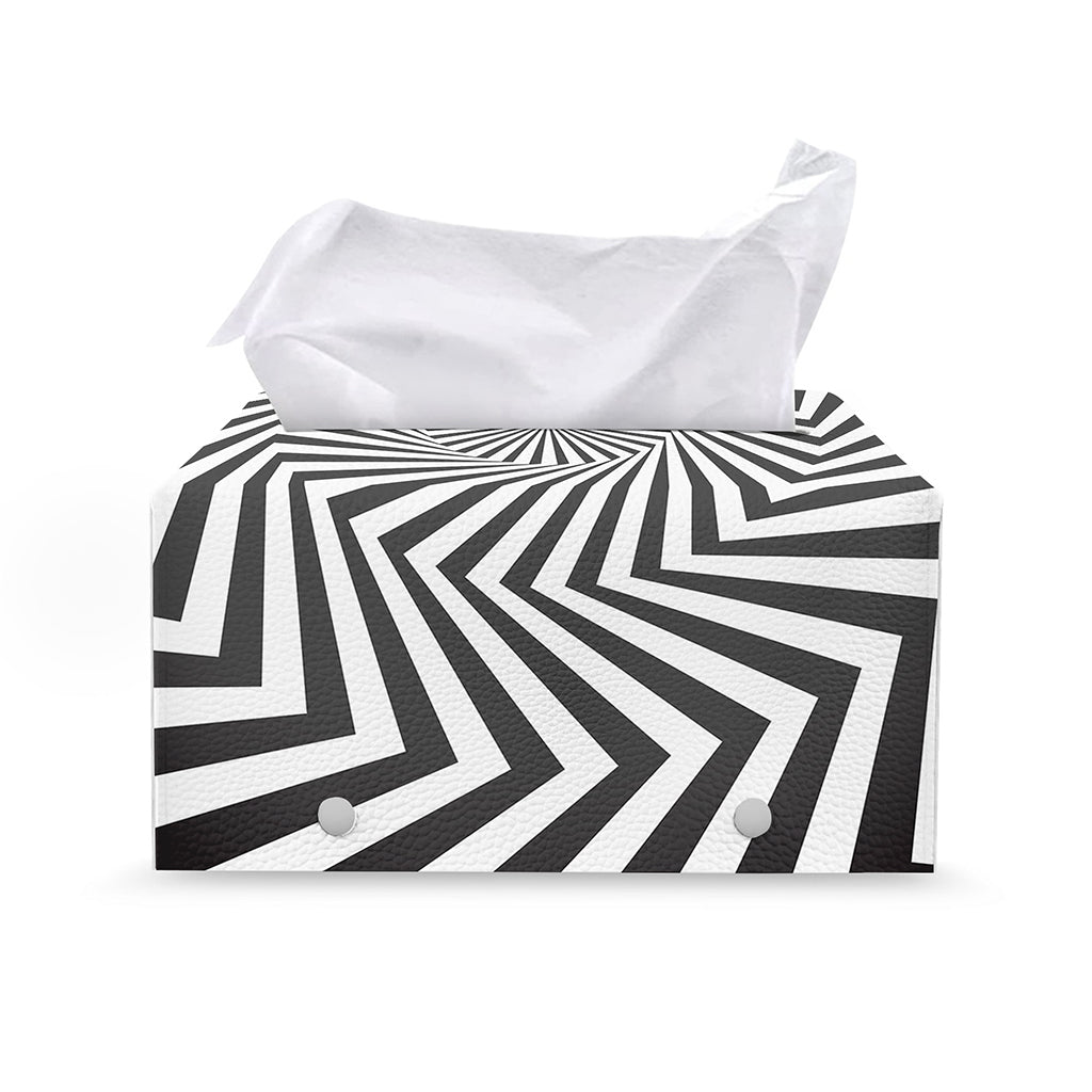 Angular Swirl Motion Illusion Print Leather Tissue Box Cover