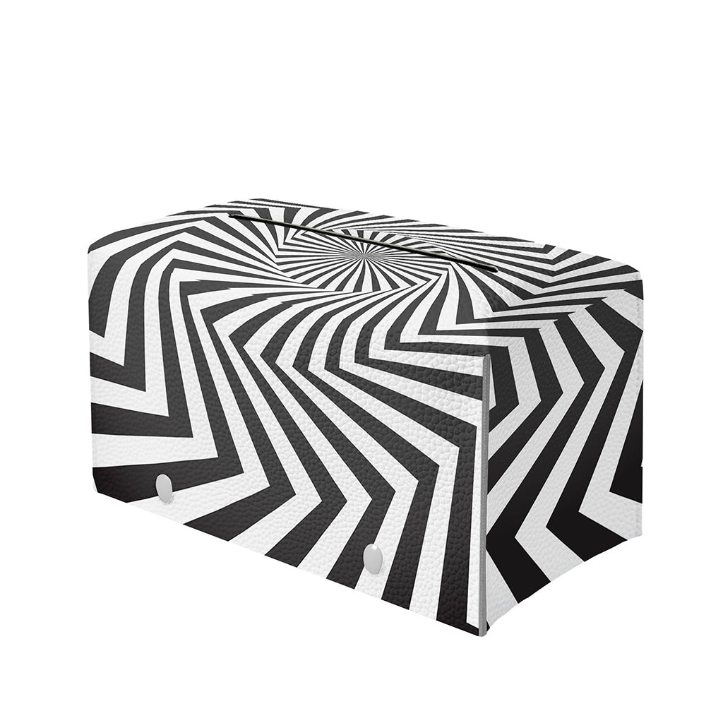 Angular Swirl Motion Illusion Print Leather Tissue Box Cover