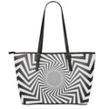 Angular Swirl Motion Illusion Print Leather Tote Bag With Zipper